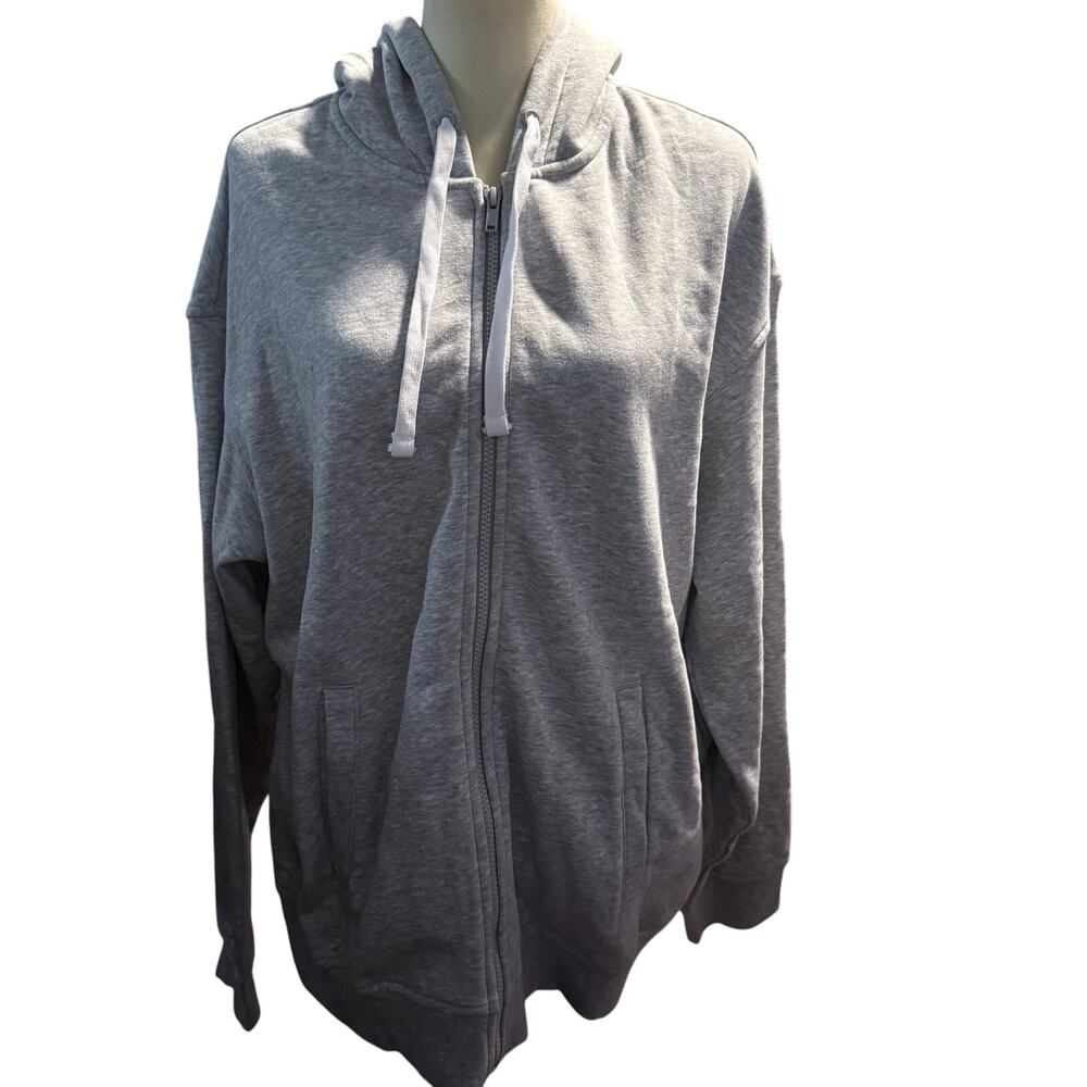 H&M Relaxed Fit Zip-Up Hoodie, Light Grey Heather, Unisex Size XL, NWT